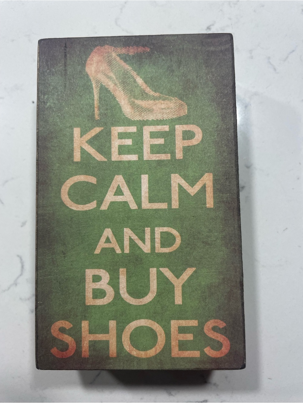 Women Shoes Box Art - Green "Keep Calm and Buy Shoes"
